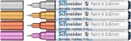 Akrilmarker készlet, 0,8 mm, SCHNEIDER "Paint-It 010", 4 különböző metálszín